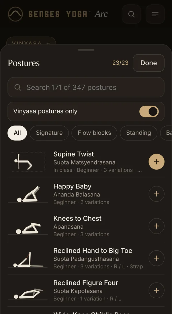 The Arc posture library with search and filters
